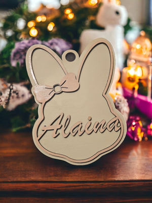 Wood Bunny Name Tag Personalized