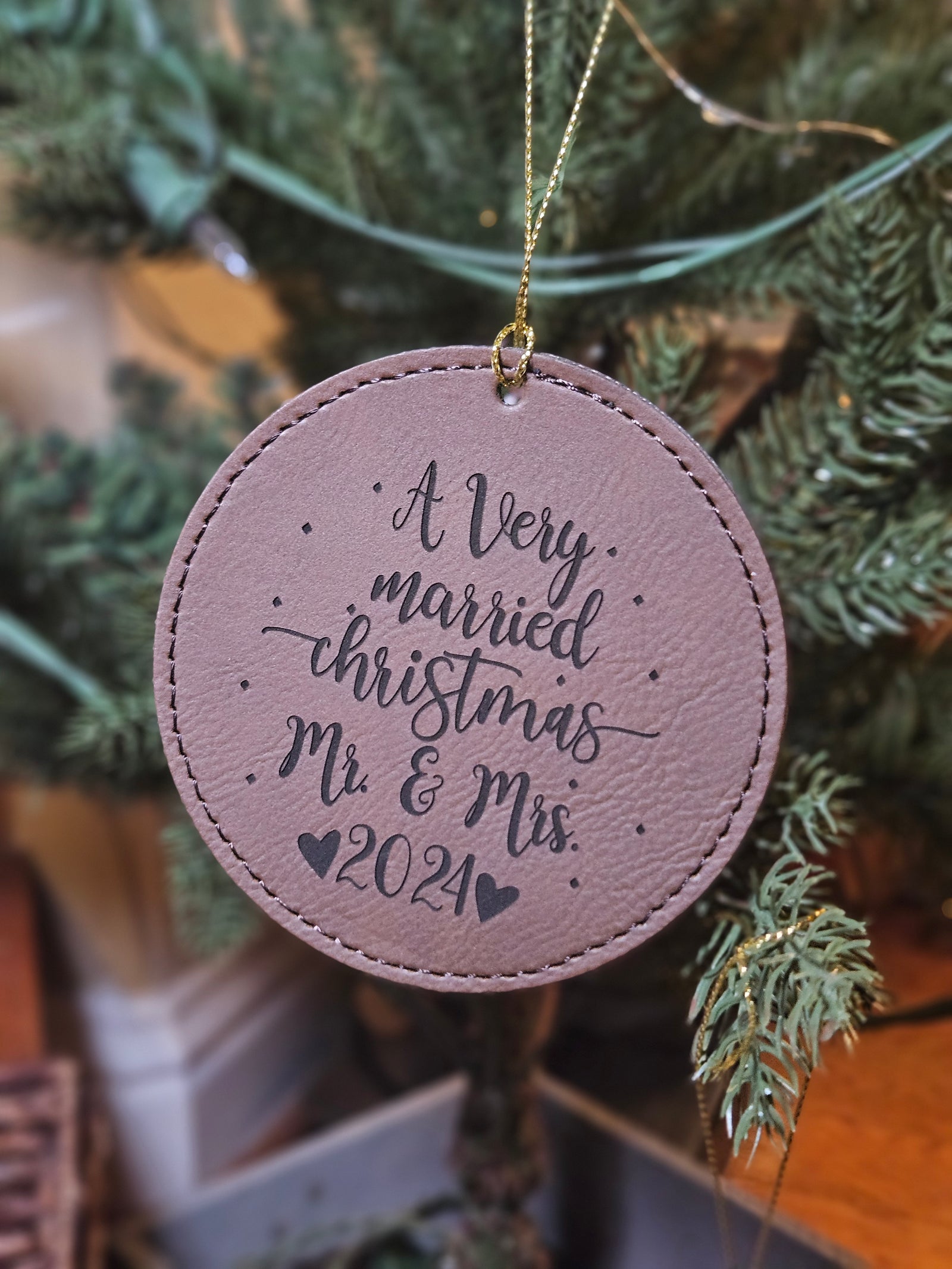 A Very Married Christmas Leatherette Ornament
