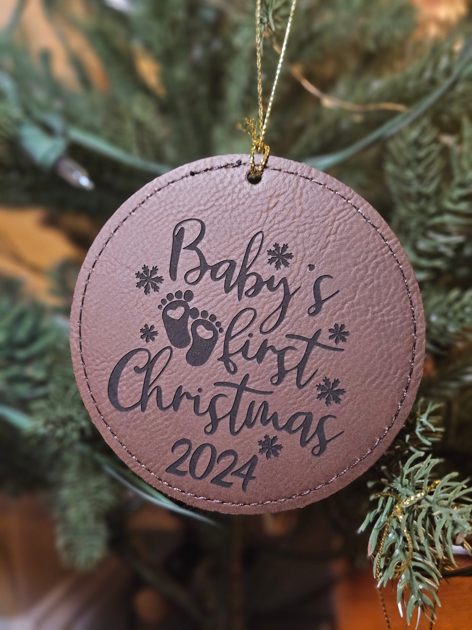Baby's First Christmas Leatherette Ornament