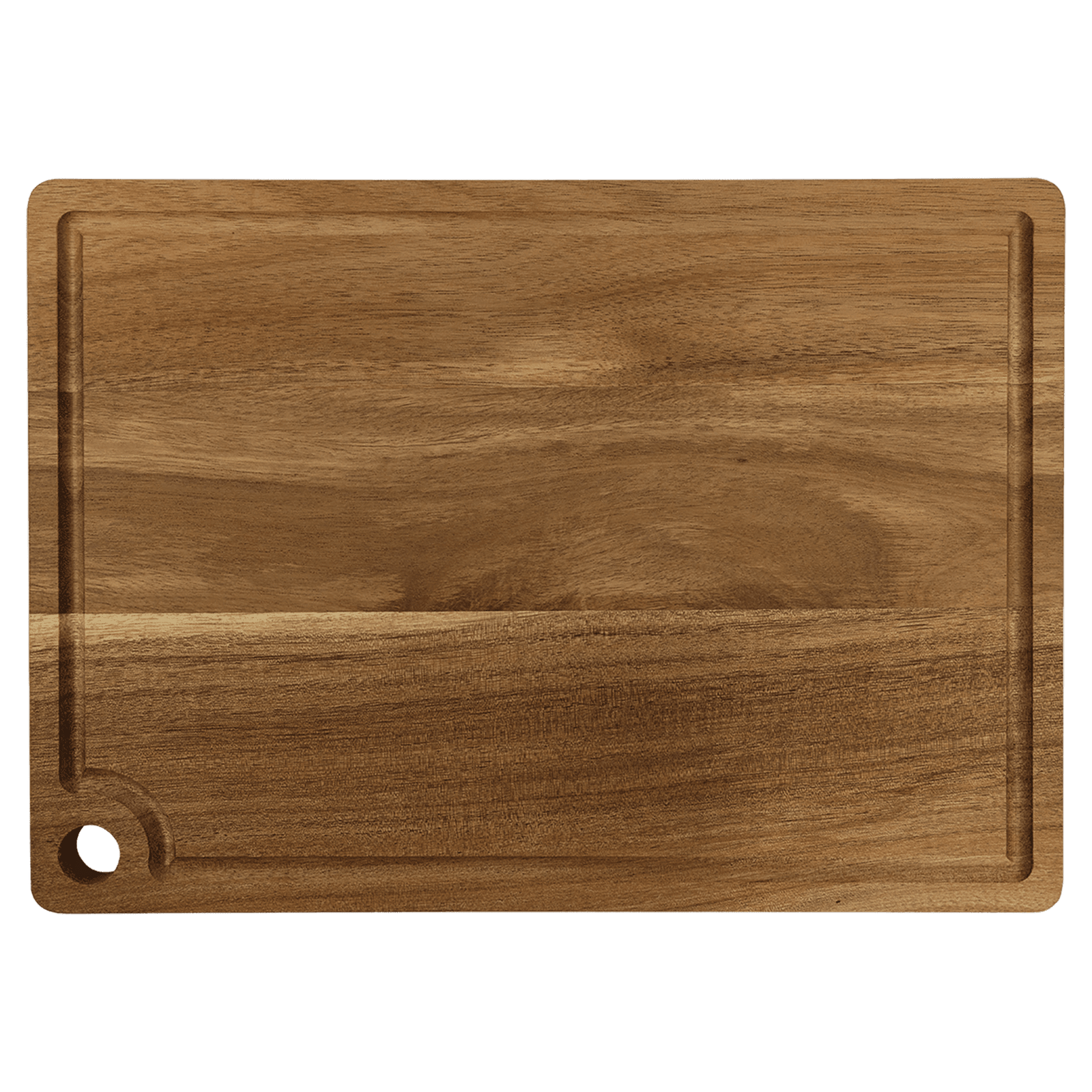 13 3/4" x 9 3/4" Acacia Cutting Board with Drip Ring and Corner Hole