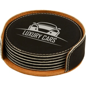 Round Leatherette Coaster Set of 6