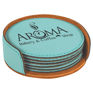 Round Leatherette Coaster Set of 6