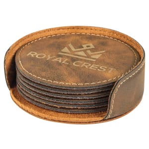 Round Leatherette Coaster Set of 6