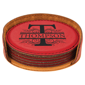 Round Leatherette Coaster Set of 6