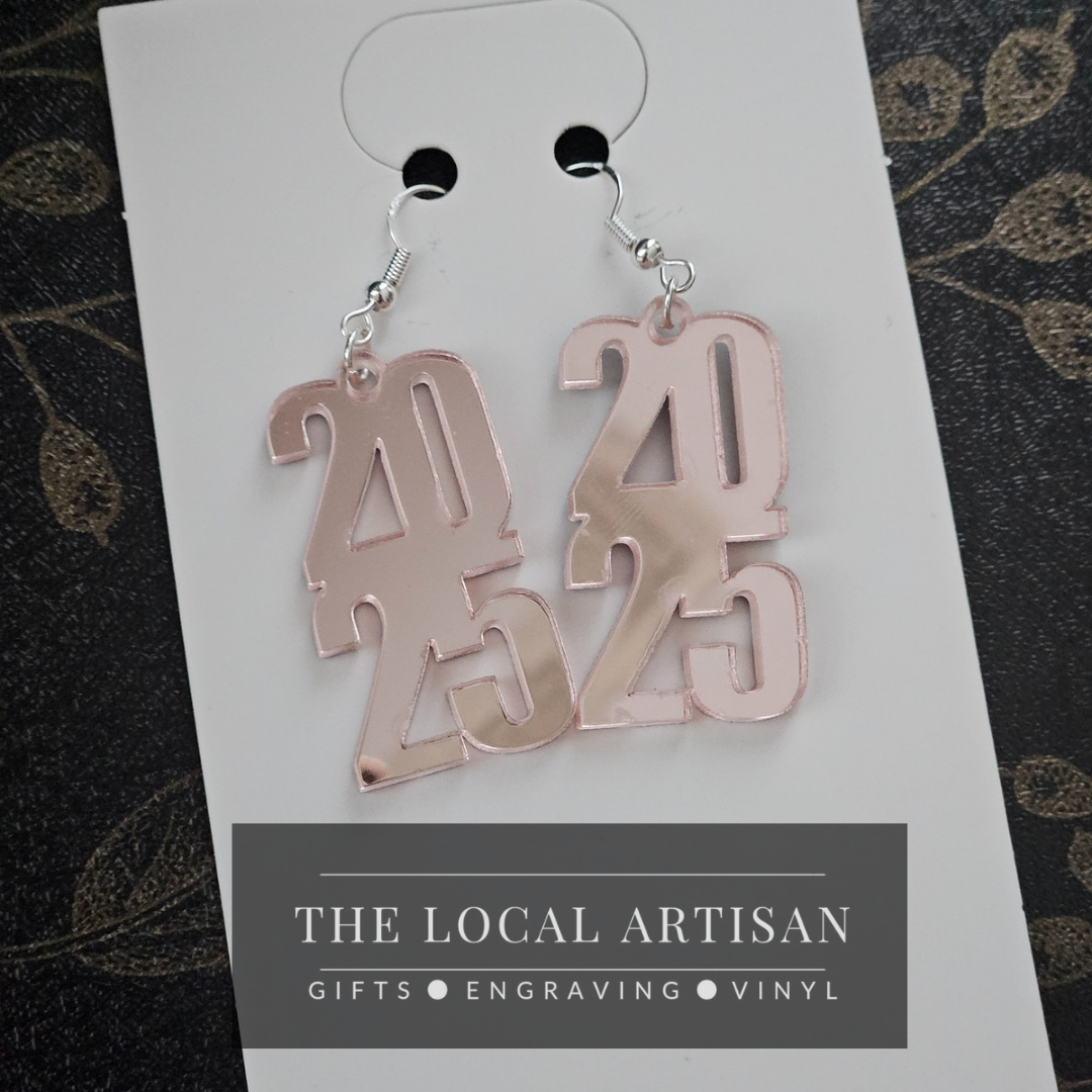 New Year 2025 Acrylic Earrings Sterling Silver Hardware