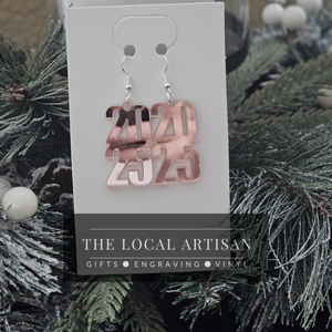 New Year 2025 Acrylic Earrings Sterling Silver Hardware