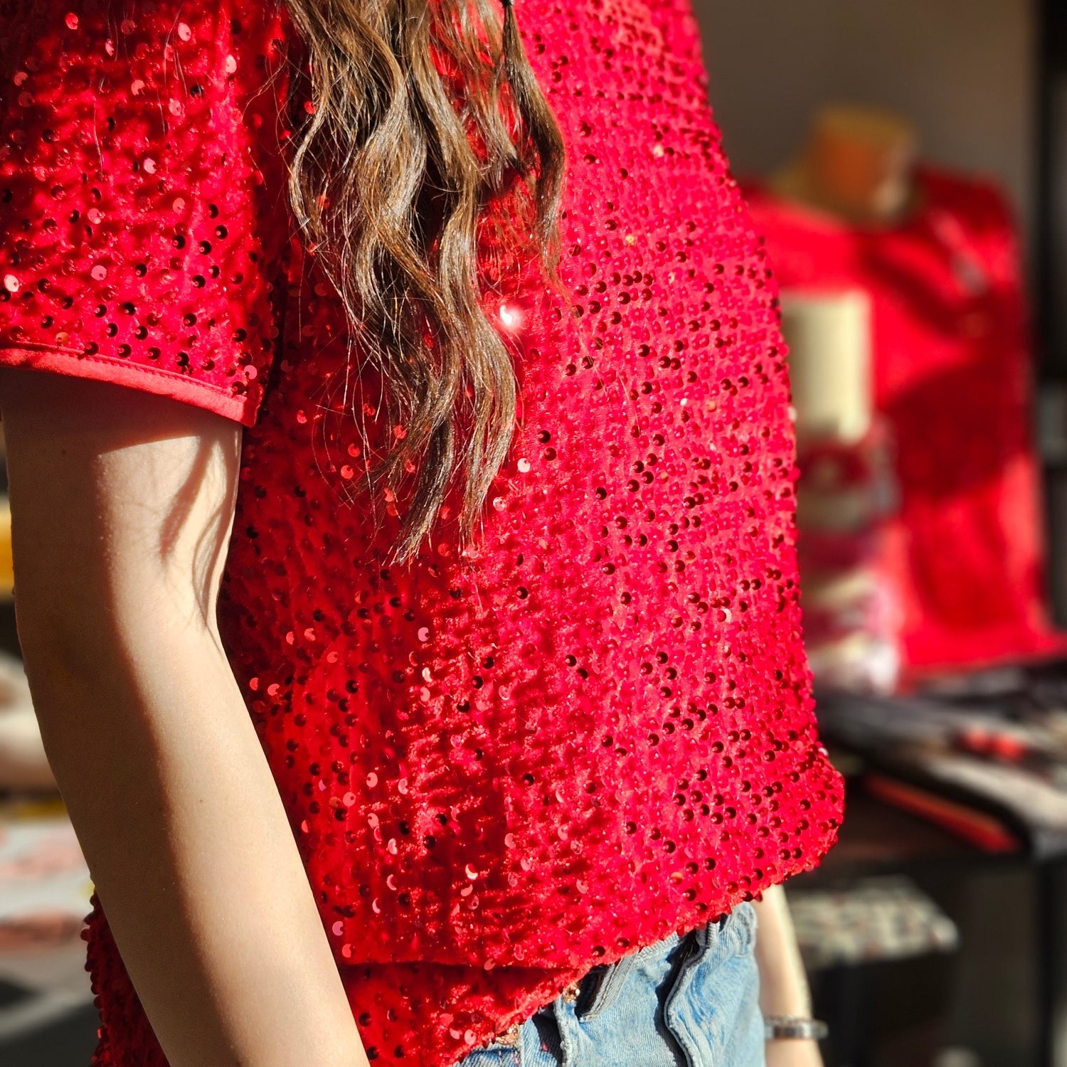 Red Sequin Top